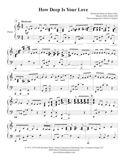 Песни how deep is your. How Deep your Love Ноты. How Deep is your Love Ноты. How Deep is your Love Bee Gees Ноты. Би джиз how Deep is your Love Ноты для гитары.