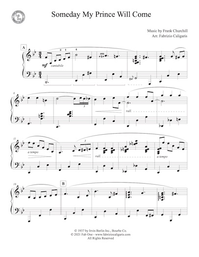 Someday My Prince Will Come Fabrizio Caligaris Piano Arrangements Someday My Prince Will Come Fabrizio Caligaris Piano Arrangements